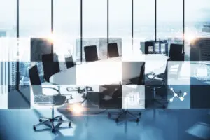 Sala meeting attrezzata per riunioni e videoconferenze